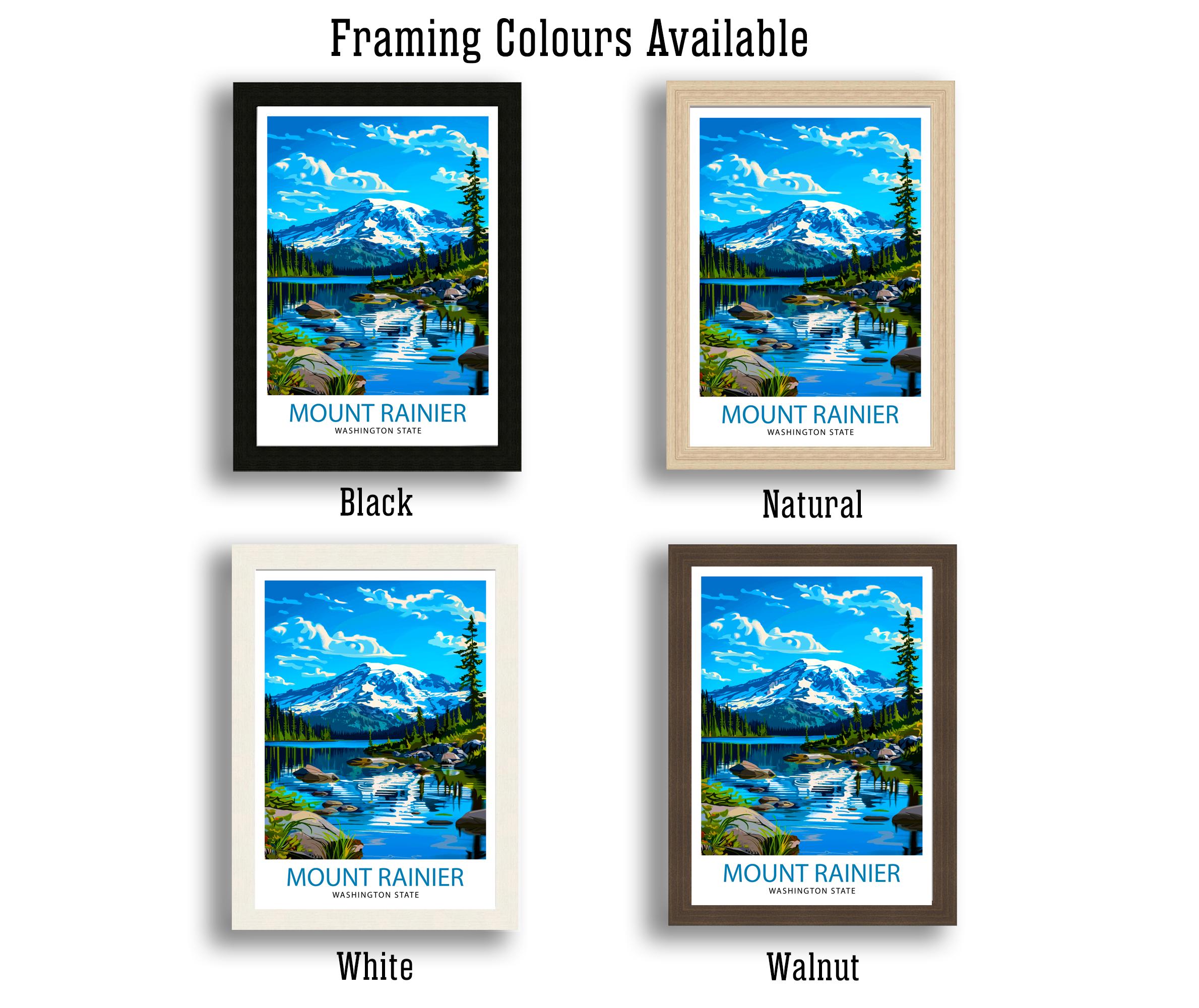 Mt. Rainier Travel Print Wall Decor Wall Art Rainier Landscape Wall Hanging Home Décor Pacific Northwest Gift Art Lovers Scenic Print
