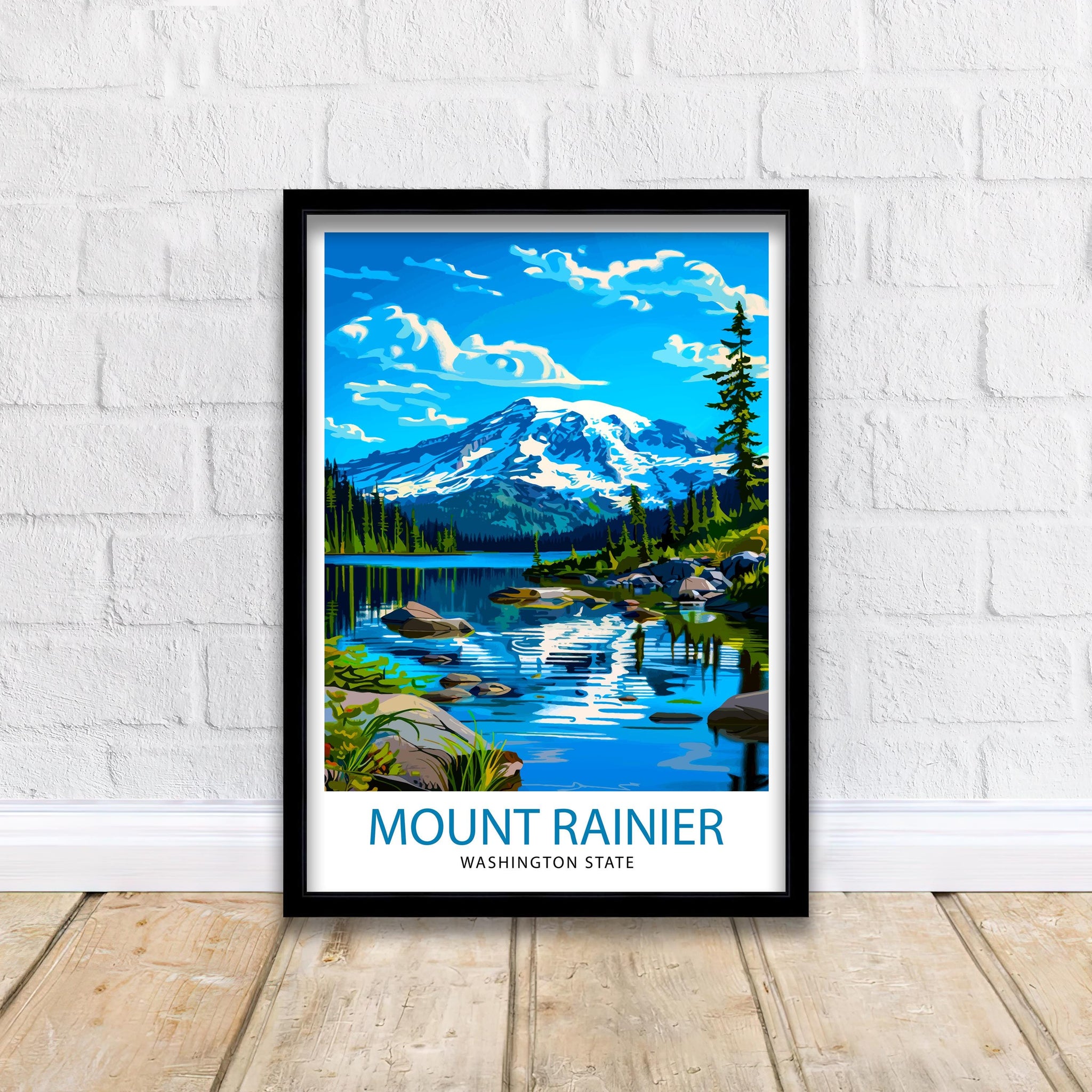 Mt. Rainier Travel Print Wall Decor Wall Art Rainier Landscape Wall Hanging Home Décor Pacific Northwest Gift Art Lovers Scenic Print