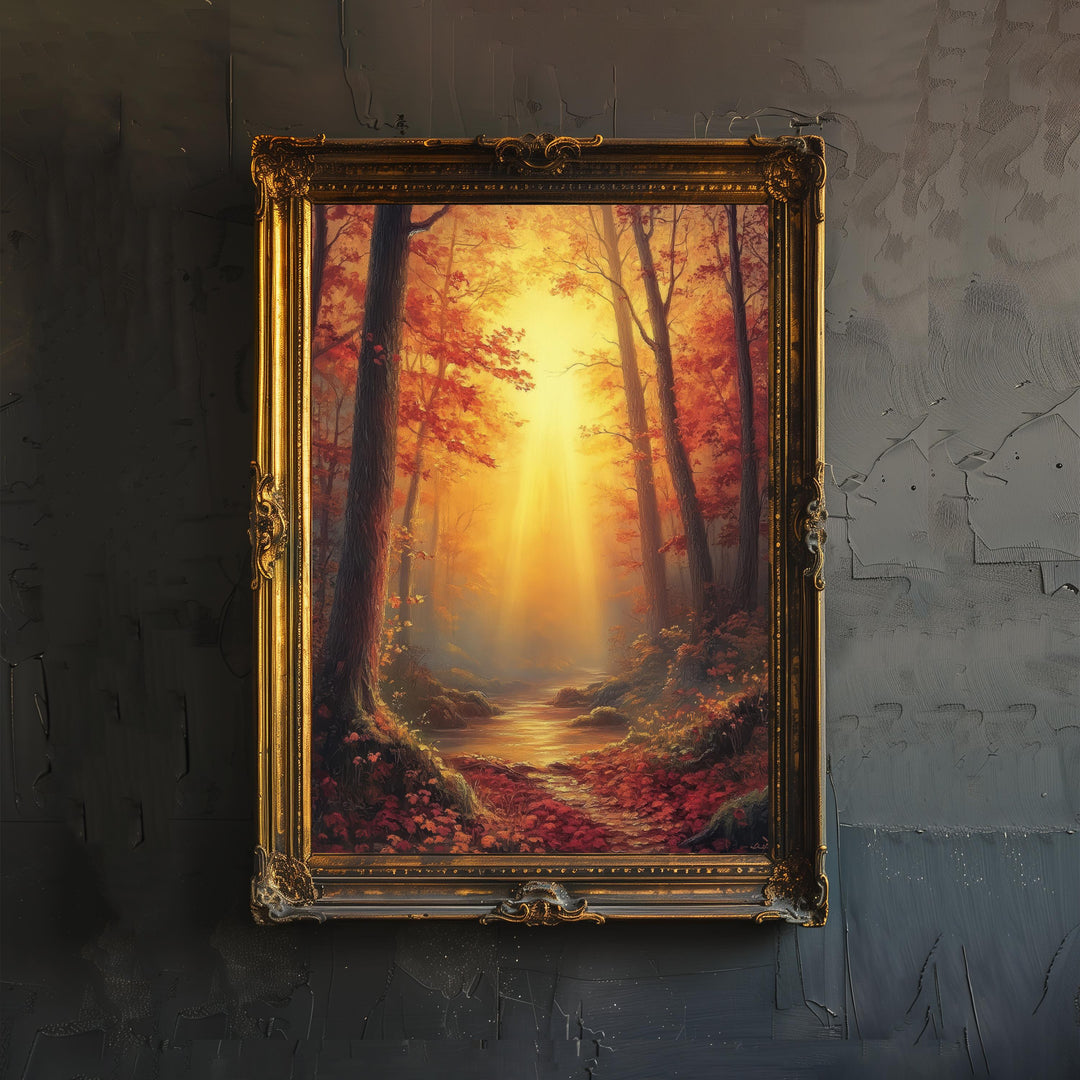 Autumn Forest Cottagecore Dark Academia Art Print Moody Woodland Wall Art Vintage Nature Poster for Living Room Bedroom or Gallery Wall