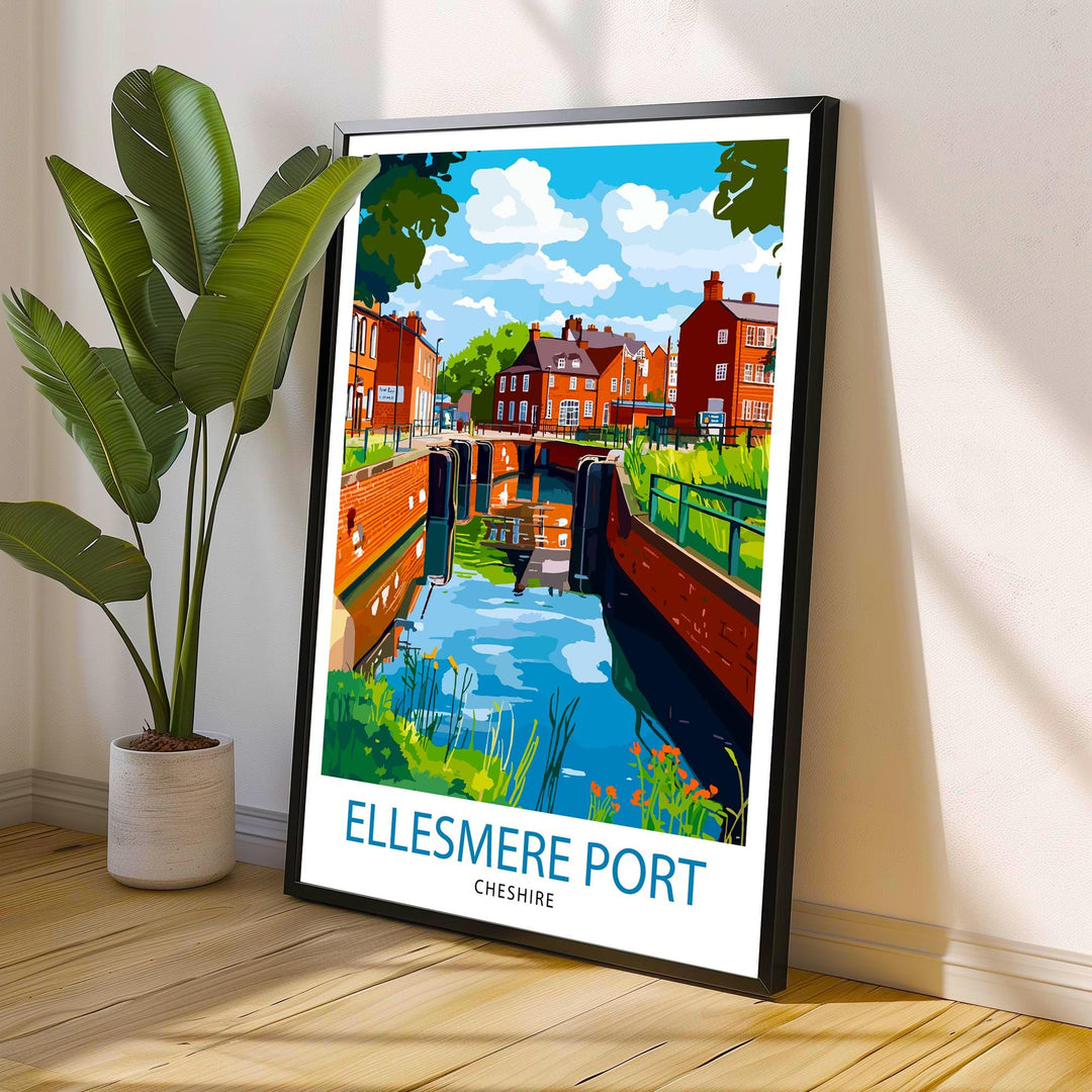 Ellesmere Port Travel Poster Wall Decor Wall Art Ellesmere Port Landscape Wall Hanging Home Décor Cheshire Gift Art Lovers Scenic Print