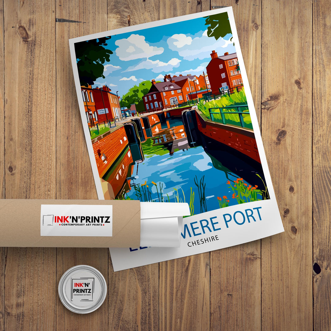 Ellesmere Port Travel Poster Wall Decor Wall Art Ellesmere Port Landscape Wall Hanging Home Décor Cheshire Gift Art Lovers Scenic Print