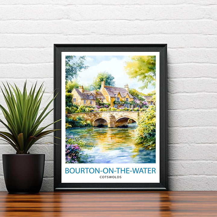 Bourton-on-the-Water Travel Poster Wall Decor Wall Art Cotswolds Landscape Wall Hanging Home Décor English Countryside Gift Art Lovers