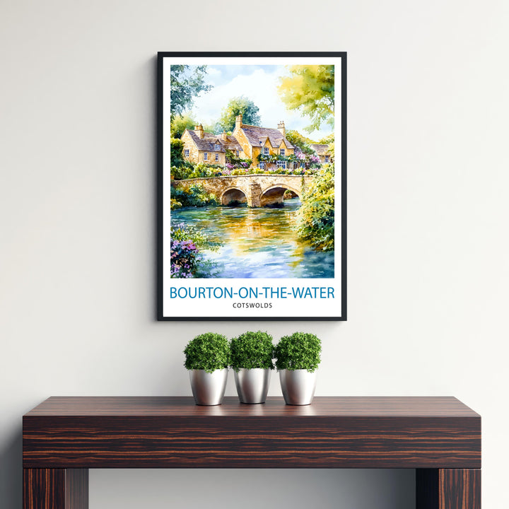 Bourton-on-the-Water Travel Poster Wall Decor Wall Art Cotswolds Landscape Wall Hanging Home Décor English Countryside Gift Art Lovers