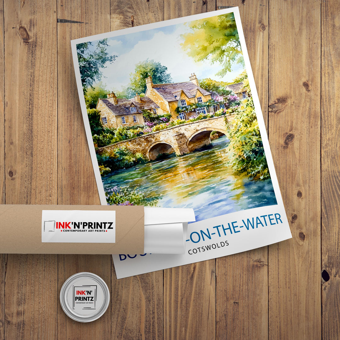 Bourton-on-the-Water Travel Poster Wall Decor Wall Art Cotswolds Landscape Wall Hanging Home Décor English Countryside Gift Art Lovers