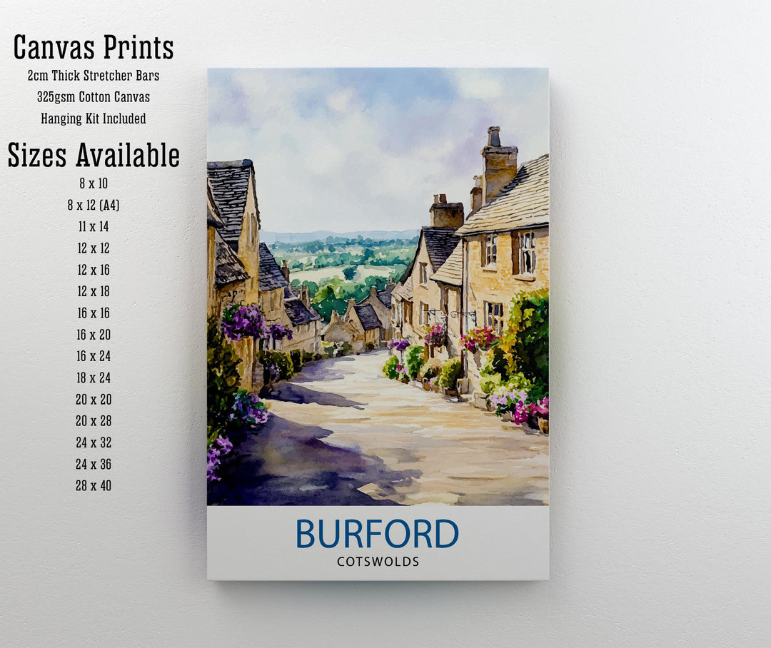 Burford Travel Poster Wall Decor Wall Art Cotswolds Landscape Wall Hanging Home Décor English Countryside Gift Art Lovers Scenic Print