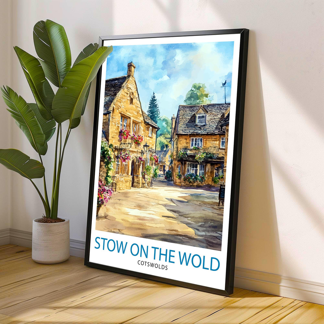 Stow-on-the-Wold Travel Poster Wall Decor Wall Art Cotswolds Landscape Wall Hanging Home Décor English Countryside Gift Art Lovers Scenic