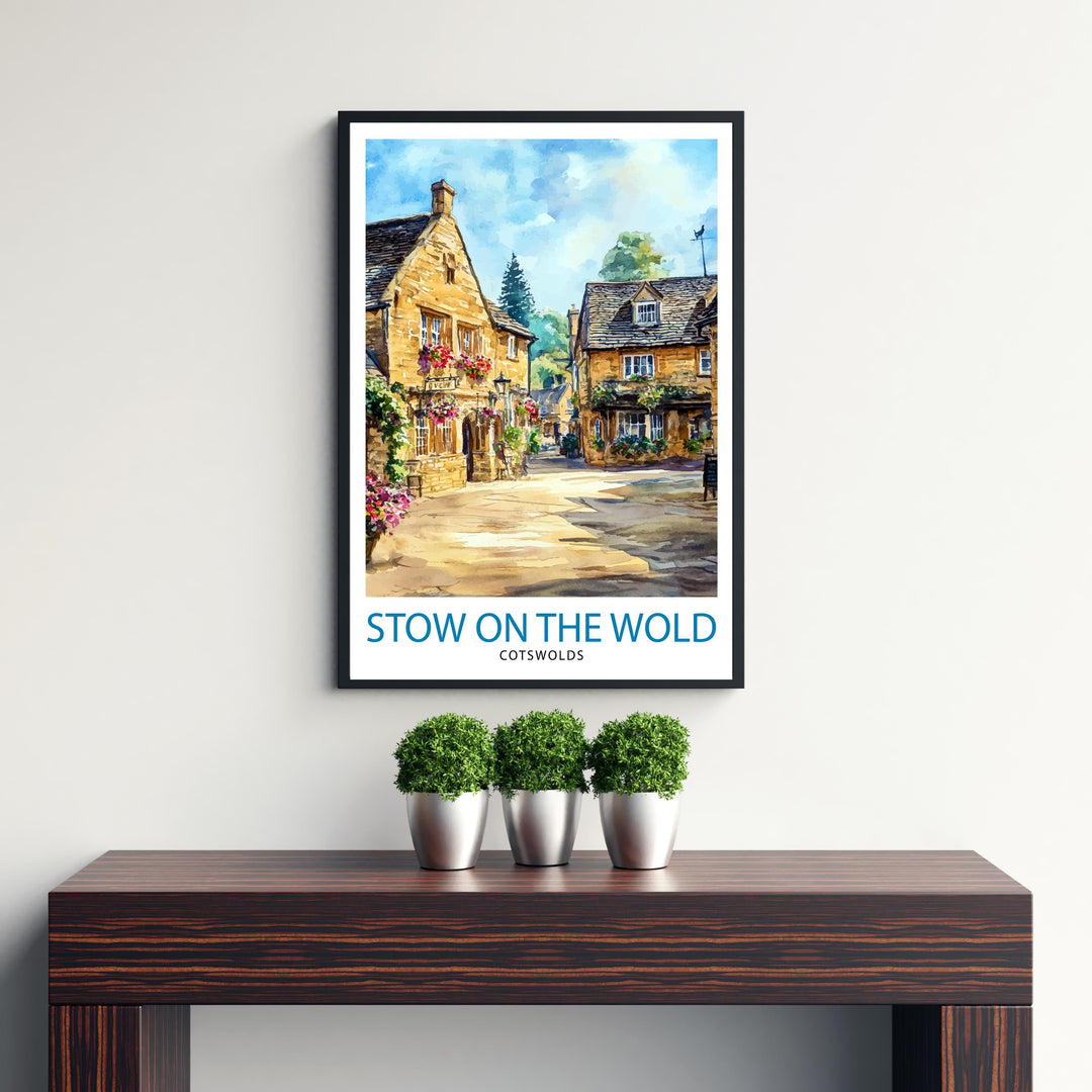 Stow-on-the-Wold Travel Poster Wall Decor Wall Art Cotswolds Landscape Wall Hanging Home Décor English Countryside Gift Art Lovers Scenic