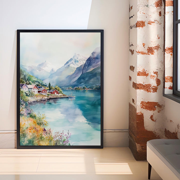 Olden Norway Watercolor Travel Print Wall Decor Wall Art Olden Landscape Wall Hanging Home Décor Norwegian Fjords Gift Art Lovers Scenic