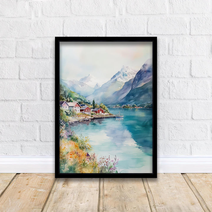 Olden Norway Watercolor Travel Poster