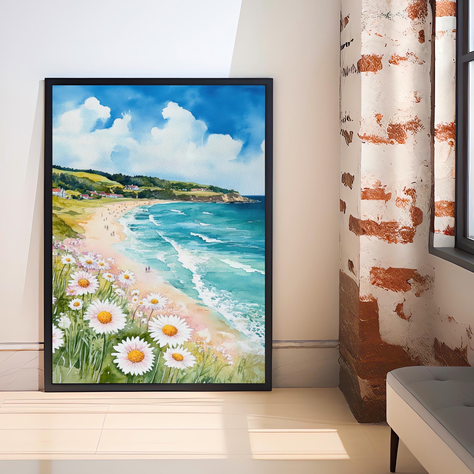 Falmouth Cornwall Watercolor Travel Print Wall Decor Wall Art Falmouth Landscape Wall Hanging Home Décor Cornish Coast Gift Art Lovers