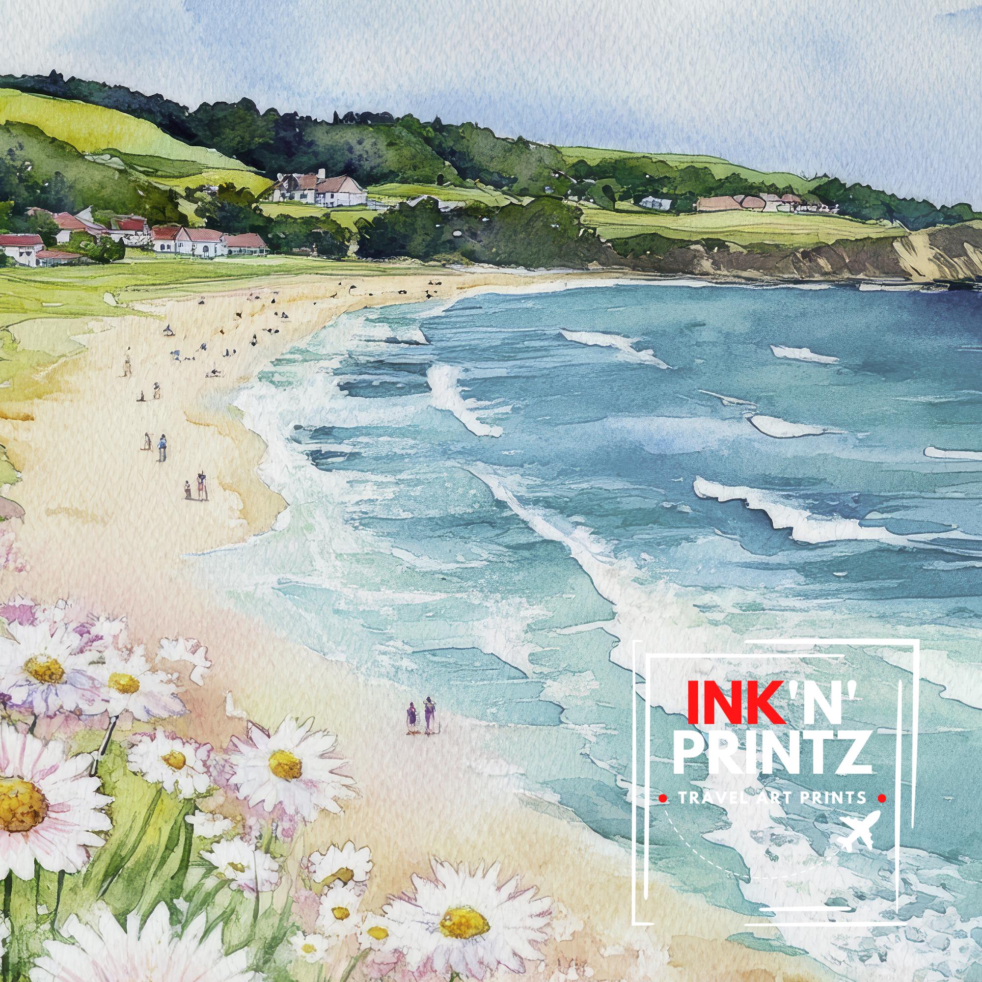 Falmouth Cornwall Watercolor Travel Print Wall Decor Wall Art Falmouth Landscape Wall Hanging Home Décor Cornish Coast Gift Art Lovers