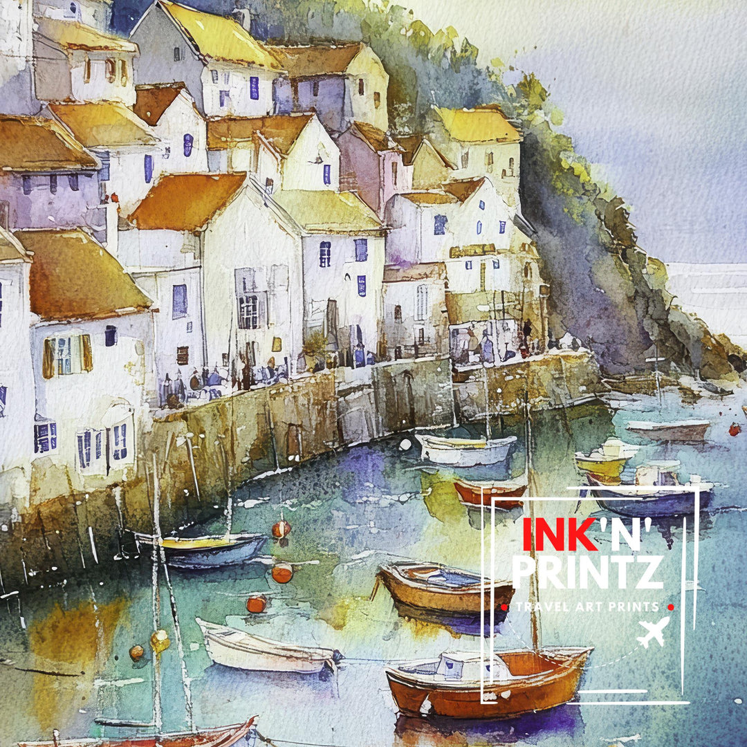 Staithes Watercolor Travel Poster