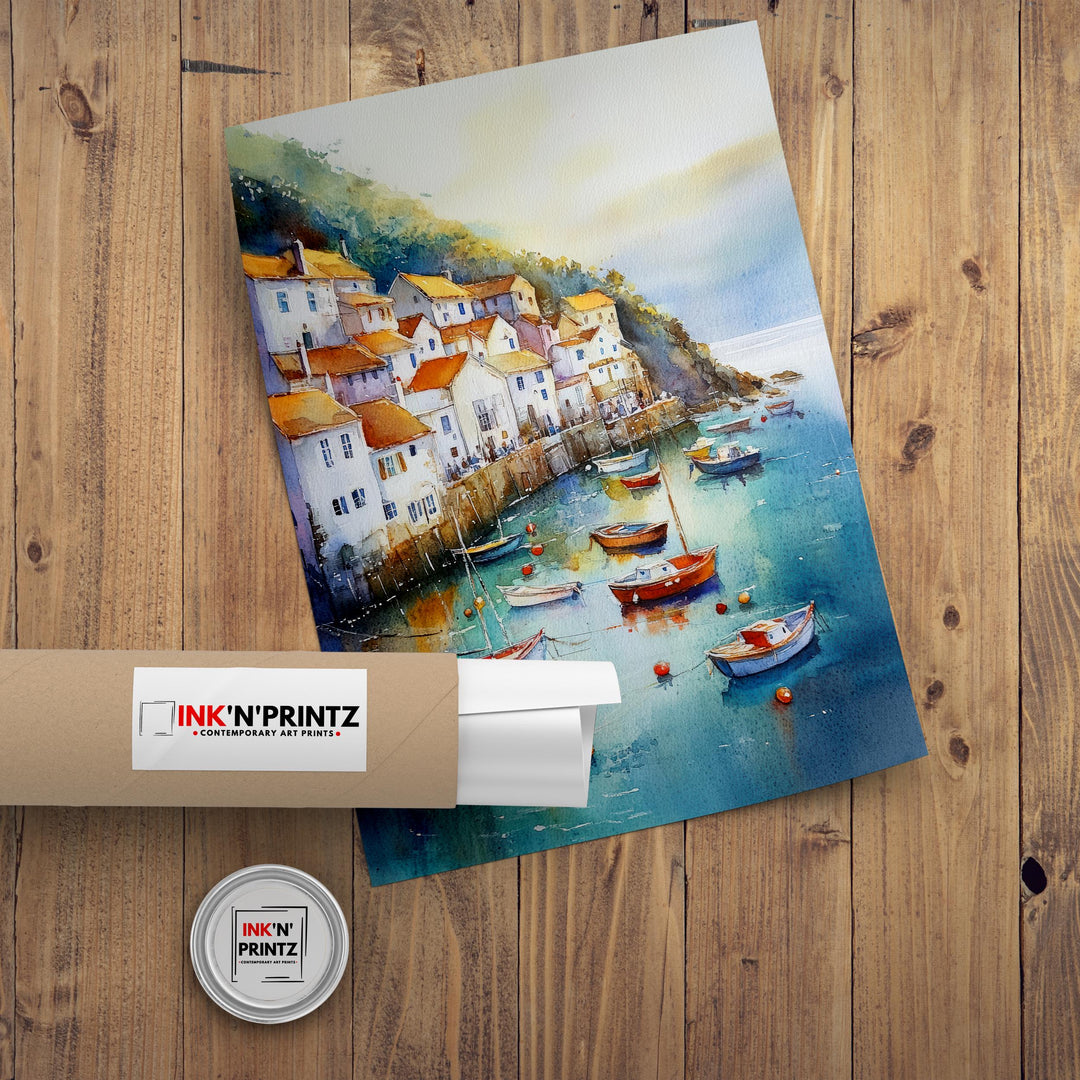 Staithes Watercolor Travel Poster