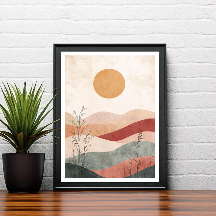 Boho Mountain Landscape Wall Print Modern Nature Wall Art Earthy Scenic Poster for Living Room Bedroom or Gallery Wall Tranquil Bohemian