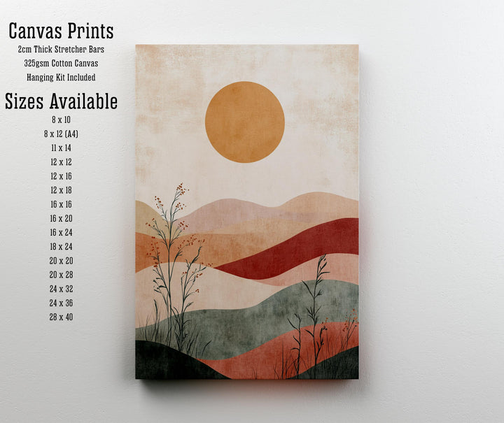 Boho Mountain Landscape Wall Print Modern Nature Wall Art Earthy Scenic Poster for Living Room Bedroom or Gallery Wall Tranquil Bohemian