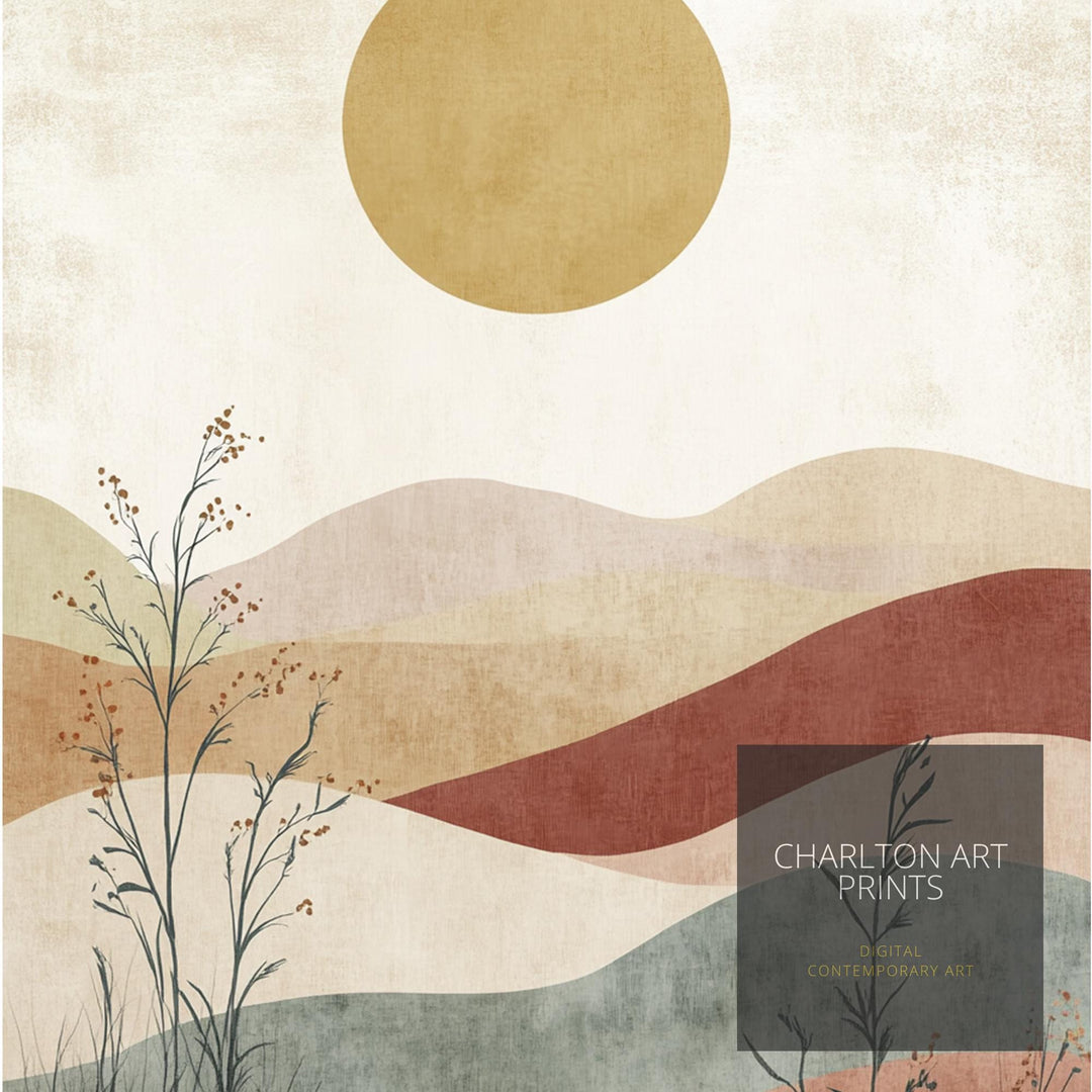 Boho Mountain Landscape Wall Print Modern Nature Wall Art Earthy Scenic Poster for Living Room Bedroom or Gallery Wall Tranquil Bohemian