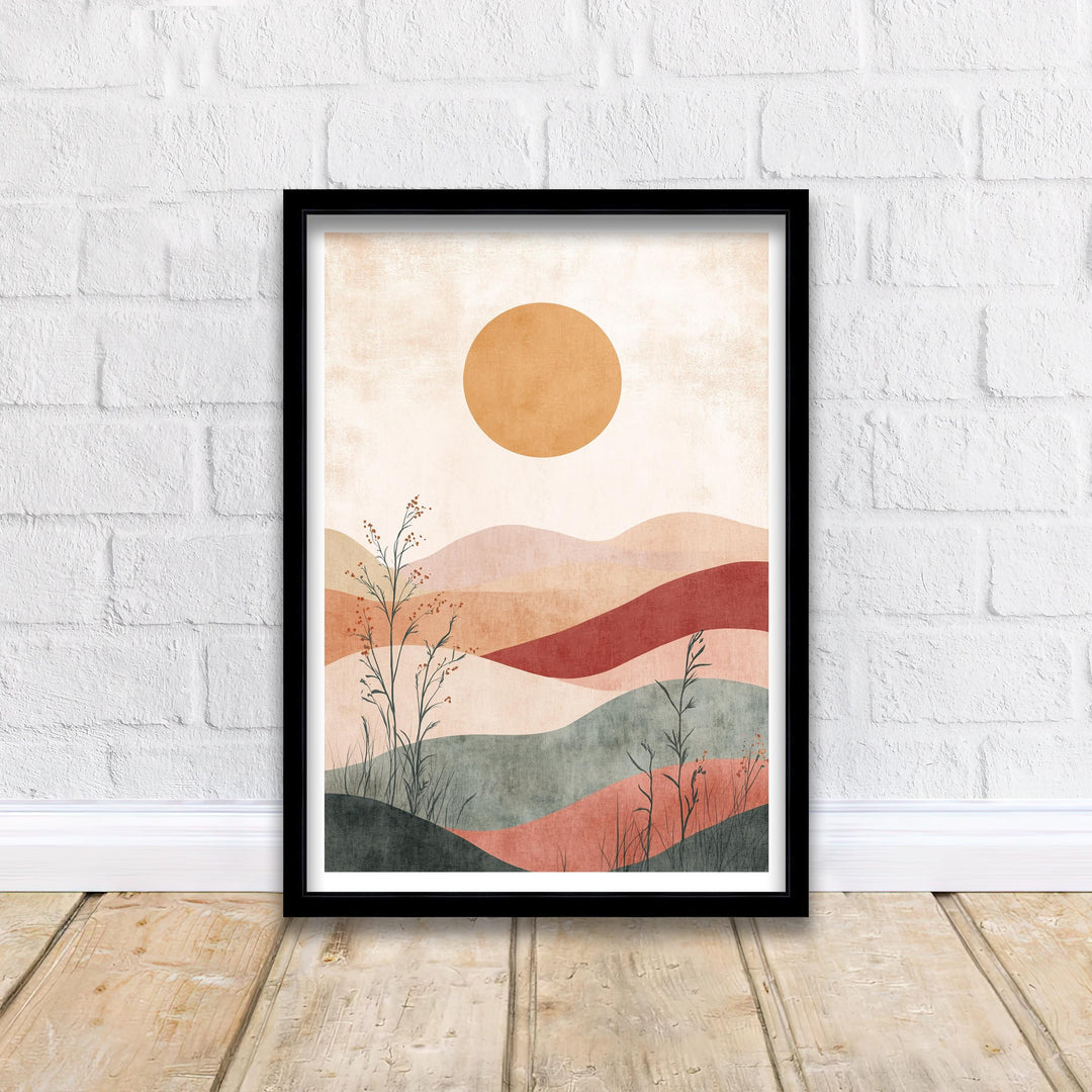 Boho Mountain Landscape Wall Print Modern Nature Wall Art Earthy Scenic Poster for Living Room Bedroom or Gallery Wall Tranquil Bohemian