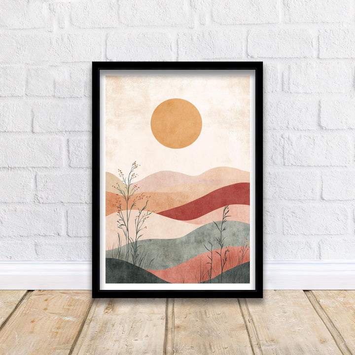 Boho Mountain Landscape Wall Print Modern Nature Wall Art Earthy Scenic Poster for Living Room Bedroom or Gallery Wall Tranquil Bohemian