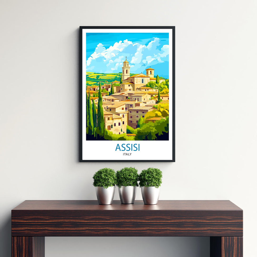 Assisi Italy Watercolor Travel Print Wall Decor Wall Art Assisi Landscape Wall Hanging Home Décor Italian Countryside Gift Art Lovers Scenic