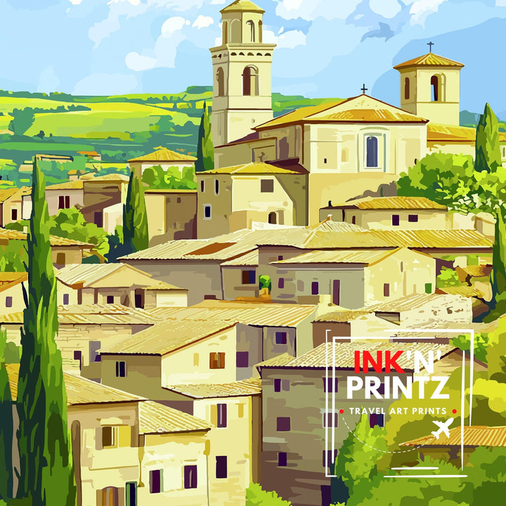 Assisi Italy Watercolor Travel Print Wall Decor Wall Art Assisi Landscape Wall Hanging Home Décor Italian Countryside Gift Art Lovers Scenic