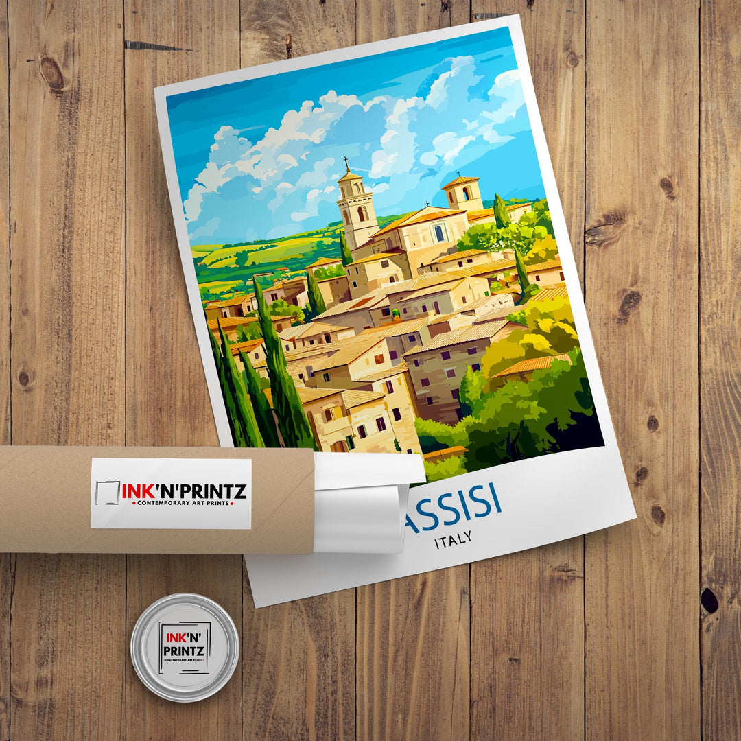 Assisi Italy Watercolor Travel Print Wall Decor Wall Art Assisi Landscape Wall Hanging Home Décor Italian Countryside Gift Art Lovers Scenic