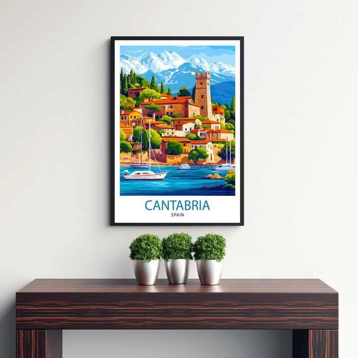 Cantabria Spain Watercolor Travel Poster