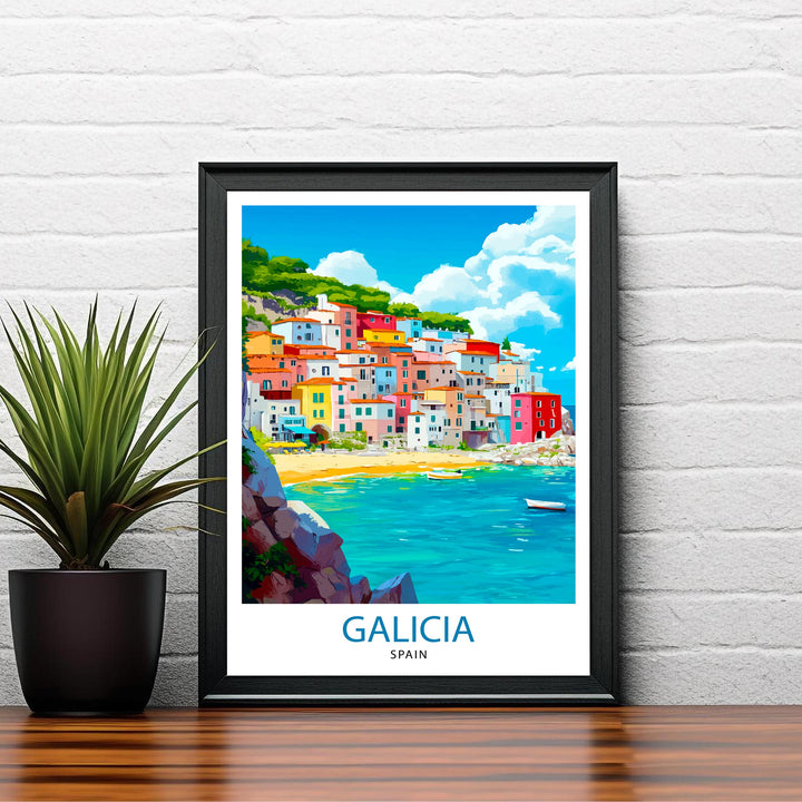 Galicia Spain Watercolor Travel Print Wall Decor Wall Art Galicia Landscape Wall Hanging Home Décor Spanish Coast Gift Art Lovers Scenic