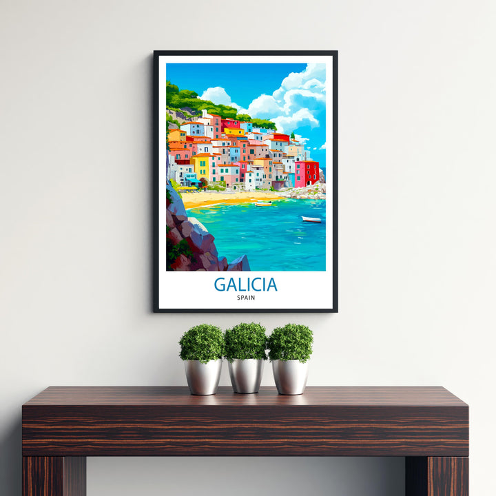 Galicia Spain Watercolor Travel Print Wall Decor Wall Art Galicia Landscape Wall Hanging Home Décor Spanish Coast Gift Art Lovers Scenic