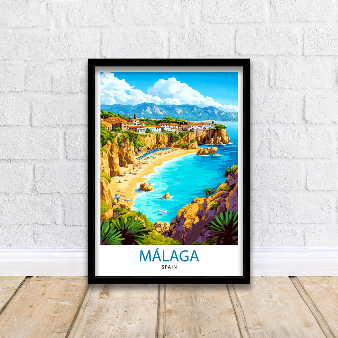 Málaga Spain Watercolor Travel Print Wall Decor Wall Art Málaga Landscape Wall Hanging Home Décor Spanish Coast Gift Art Lovers Scenic