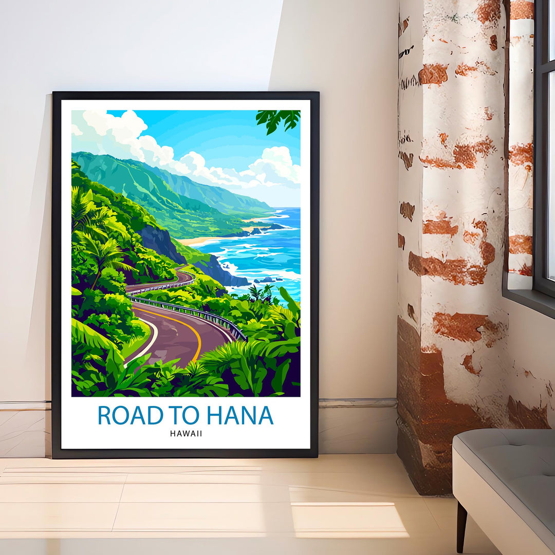 Road to Hana Maui Watercolor Travel Poster