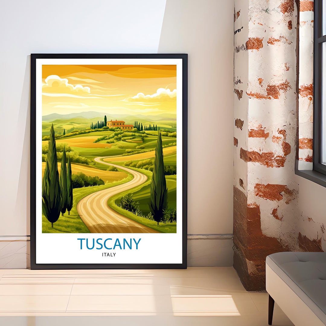 Tuscany Italy Watercolor Travel Print Wall Decor Wall Art Tuscany Landscape Wall Hanging Home Décor Italian Countryside Gift Art Lovers