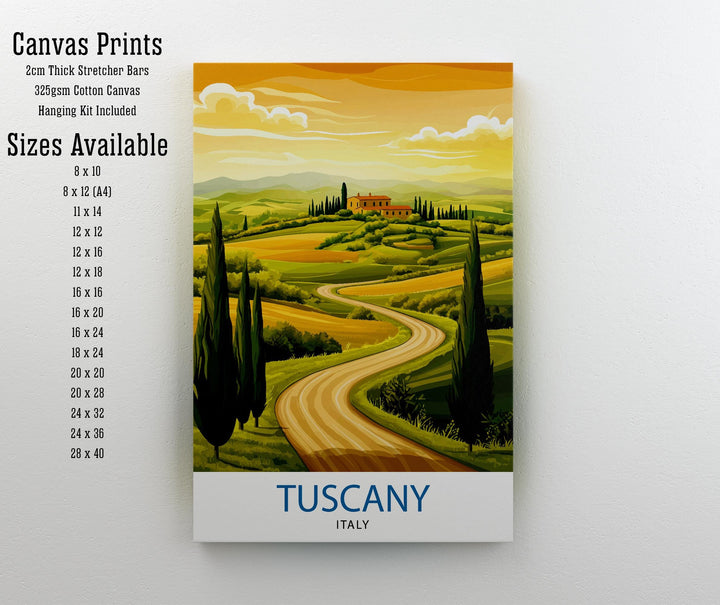 Tuscany Italy Watercolor Travel Print Wall Decor Wall Art Tuscany Landscape Wall Hanging Home Décor Italian Countryside Gift Art Lovers