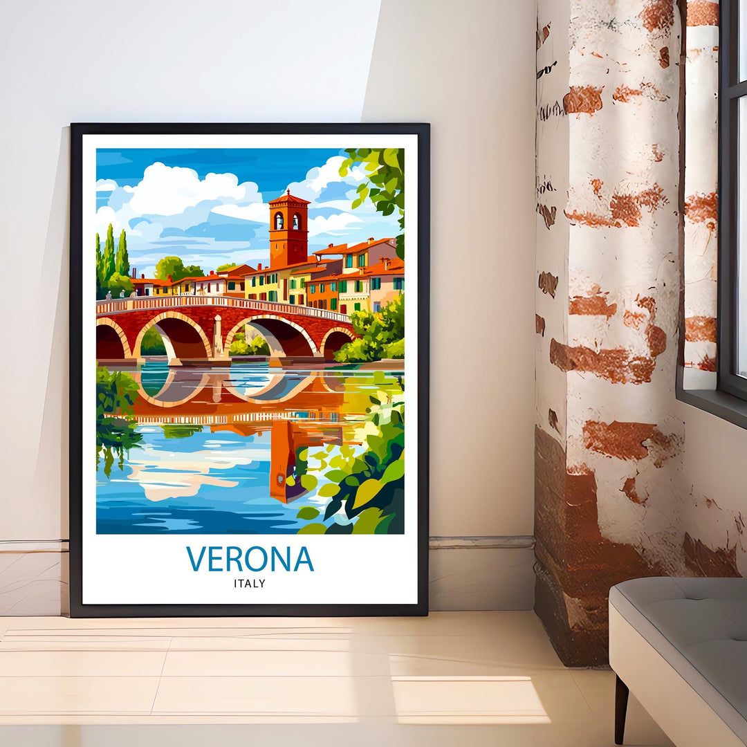 Verona Italy Travel Poster Wall Decor Wall Art Verona Landscape Wall Hanging Home Décor Italian City Gift Art Lovers Scenic Print