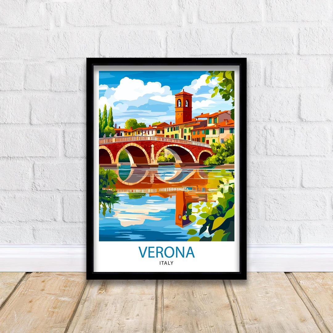 Verona Italy Travel Poster Wall Decor Wall Art Verona Landscape Wall Hanging Home Décor Italian City Gift Art Lovers Scenic Print