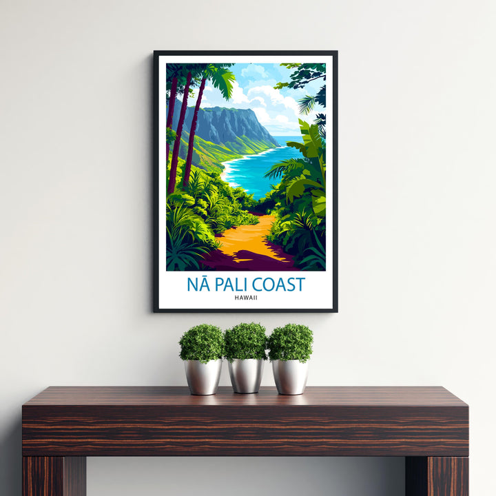 Na Pali Coast Hawaii Travel Print Wall Decor Wall Art Na Pali Wall Hanging Home Décor Na Pali Gift Art Lovers Hawaii Art Lover Gift Print