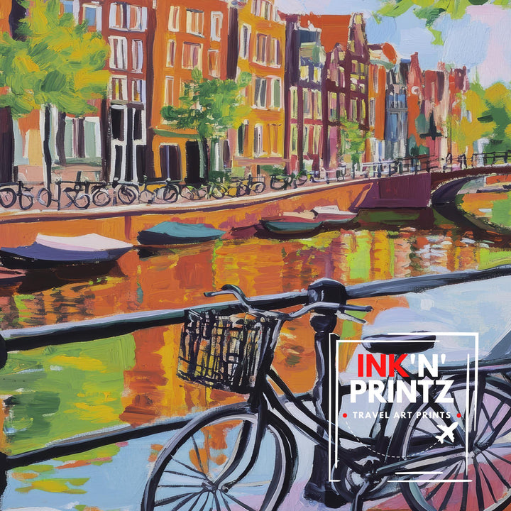 Amsterdam Netherlands Travel Poster Wall Decor Wall Art Amsterdam Landscape Wall Hanging Home Décor Dutch City Gift Art Lovers Scenic Print