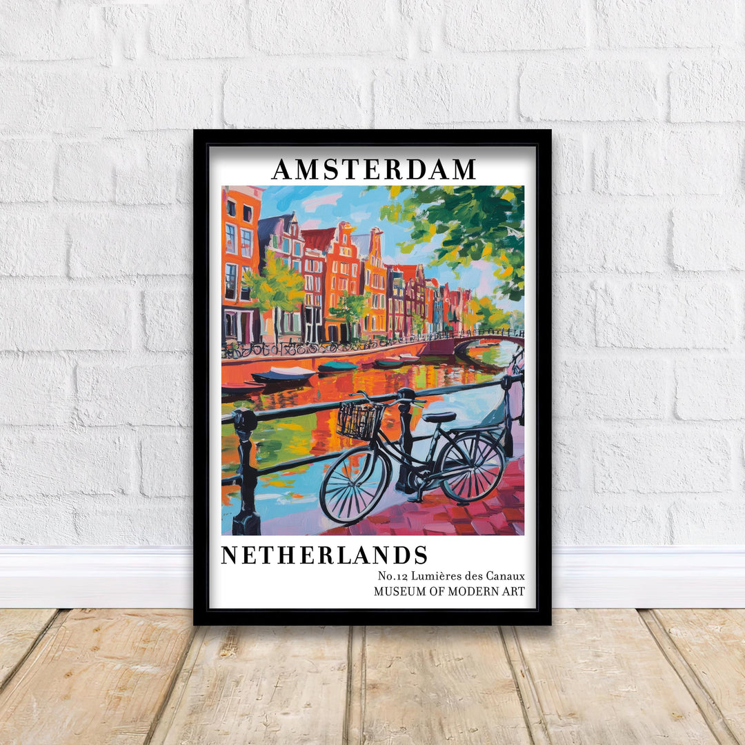 Amsterdam Netherlands Travel Poster Wall Decor Wall Art Amsterdam Landscape Wall Hanging Home Décor Dutch City Gift Art Lovers Scenic Print