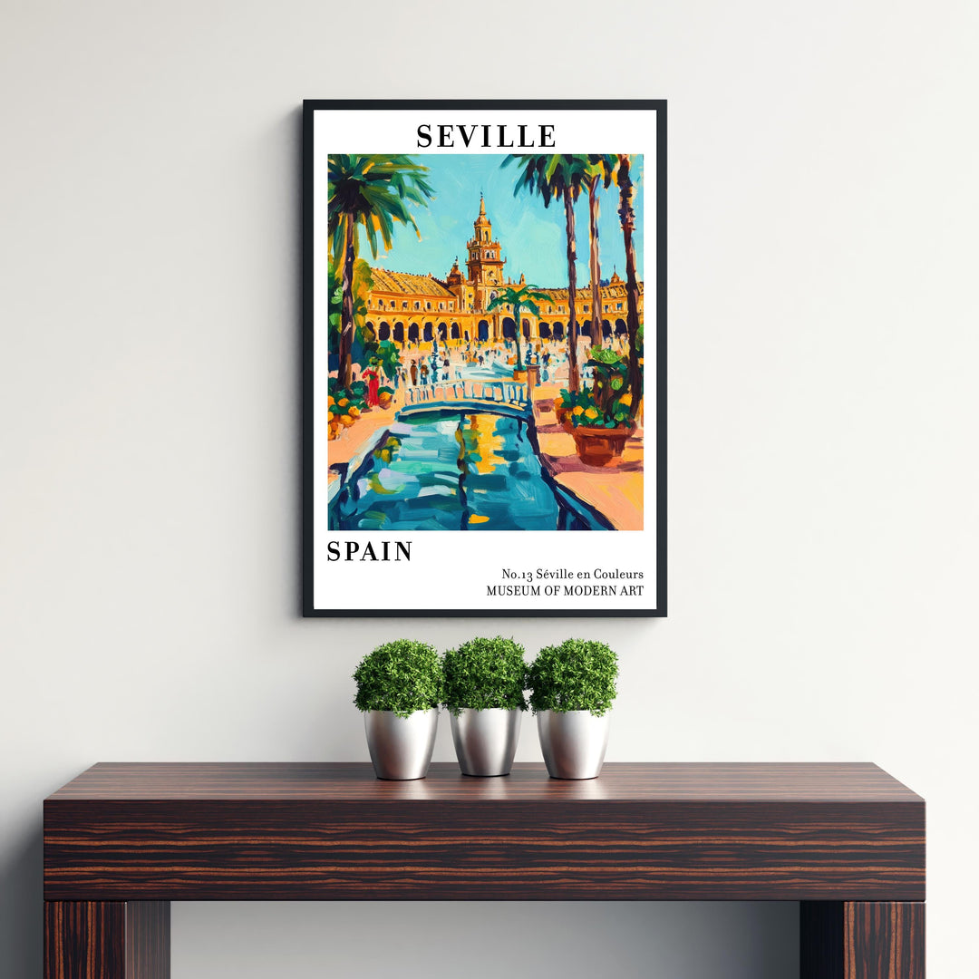 Seville Spain Travel Poster – Historic Cityscape Wall Art, Andalusian Architecture & Travel Lover Gift