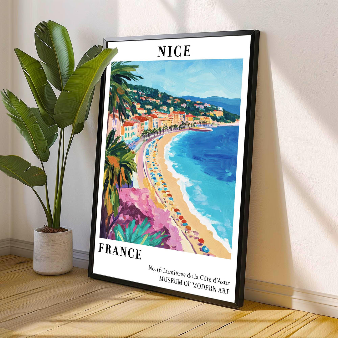 Nice France Travel Poster – French Riviera Wall Art, Mediterranean Coast Decor & Travel Lover Gift