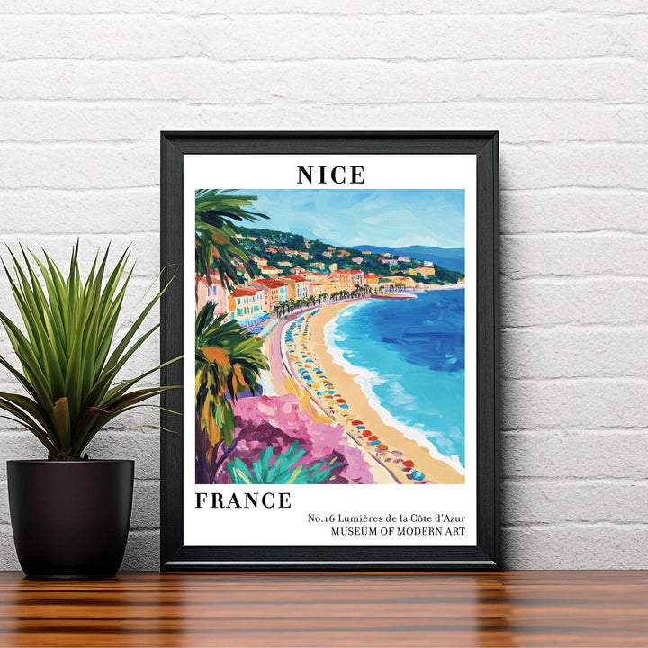 Nice France Travel Poster – French Riviera Wall Art, Mediterranean Coast Decor & Travel Lover Gift