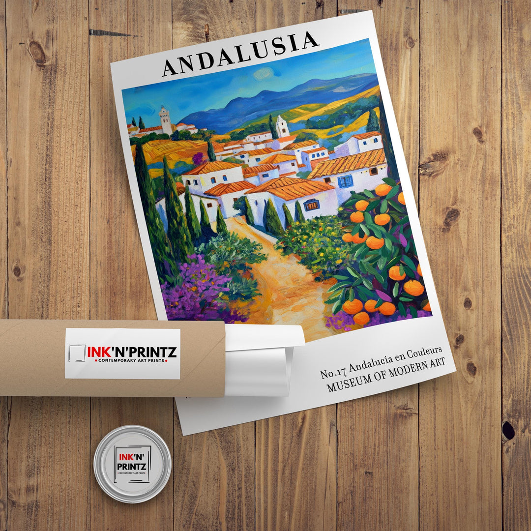 Andalucía Spain Travel Poster – Scenic Landscape Wall Art, Historic Architecture & Travel Lover Gift