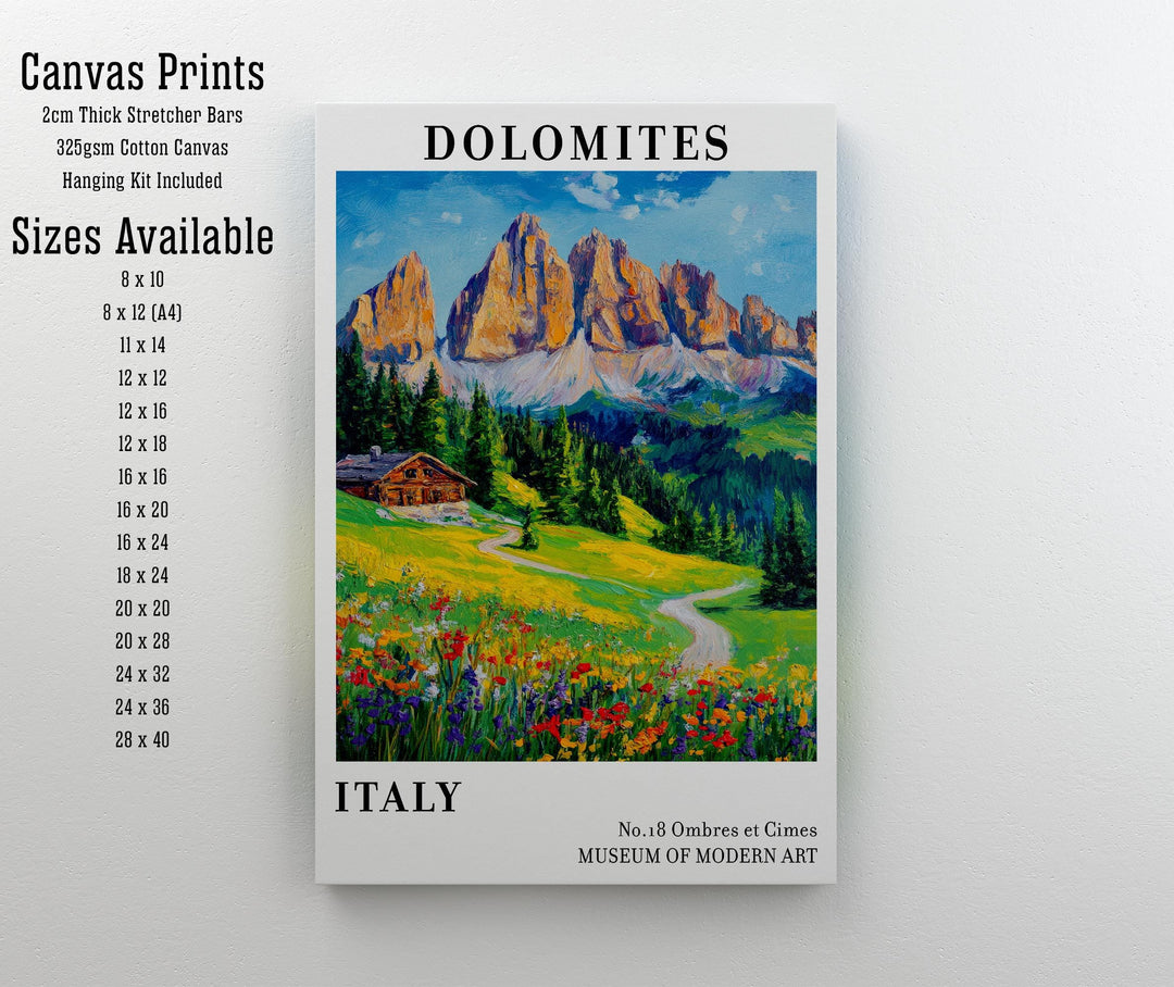 Dolomites Italy Travel Poster – Alpine Mountain Wall Art, Scenic Landscape Decor & Nature Lover Gift