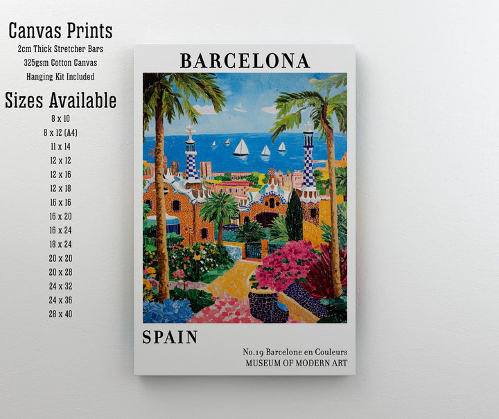 Barcelona Spain Travel Poster – Iconic Cityscape Wall Art, Gaudí Architecture Decor & Travel Lover Gift