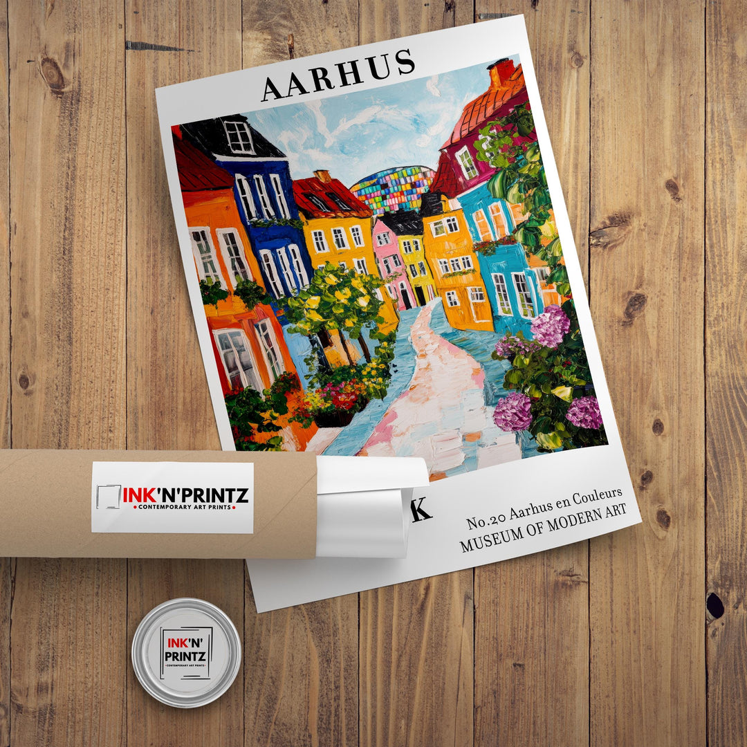 Aarhus Denmark Travel Poster Wall Decor Wall Art Aarhus Landscape Wall Hanging Home Décor Danish City Gift Art Lovers Scenic Print