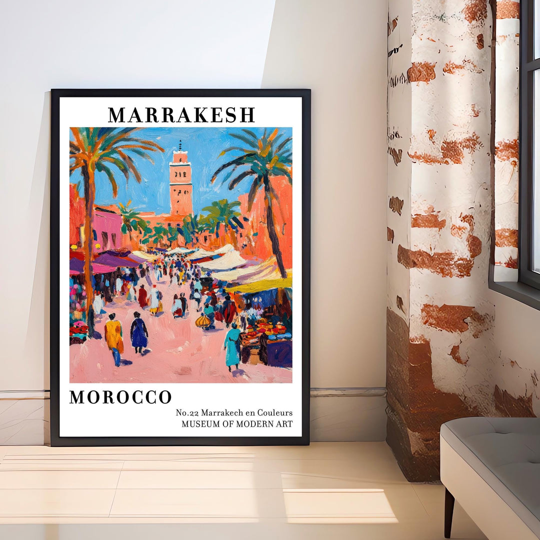 Marrakech Morocco Travel Poster Wall Decor Wall Art Marrakech Landscape Wall Hanging Home Décor Moroccan City Gift Art Lovers Scenic Print