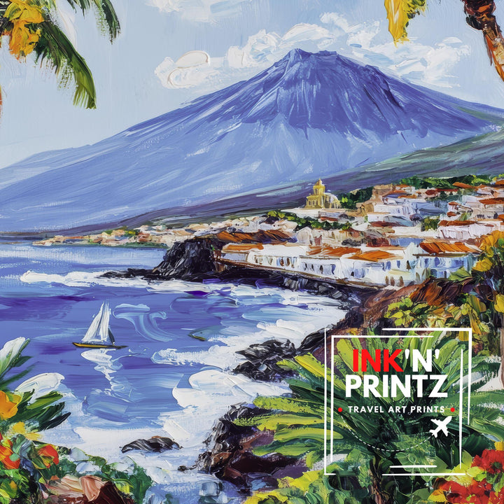 Tenerife Spain Travel Poster – Canary Islands Wall Art, Volcanic Landscape Decor & Travel Lover Gift