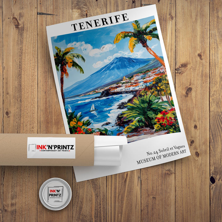 Tenerife Spain Travel Poster – Canary Islands Wall Art, Volcanic Landscape Decor & Travel Lover Gift