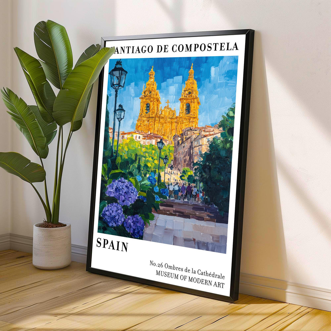 Santiago de Compostela Spain Travel Poster Wall Decor Wall Art Santiago Landscape Wall Hanging Home Décor Spanish City Gift Art Lovers