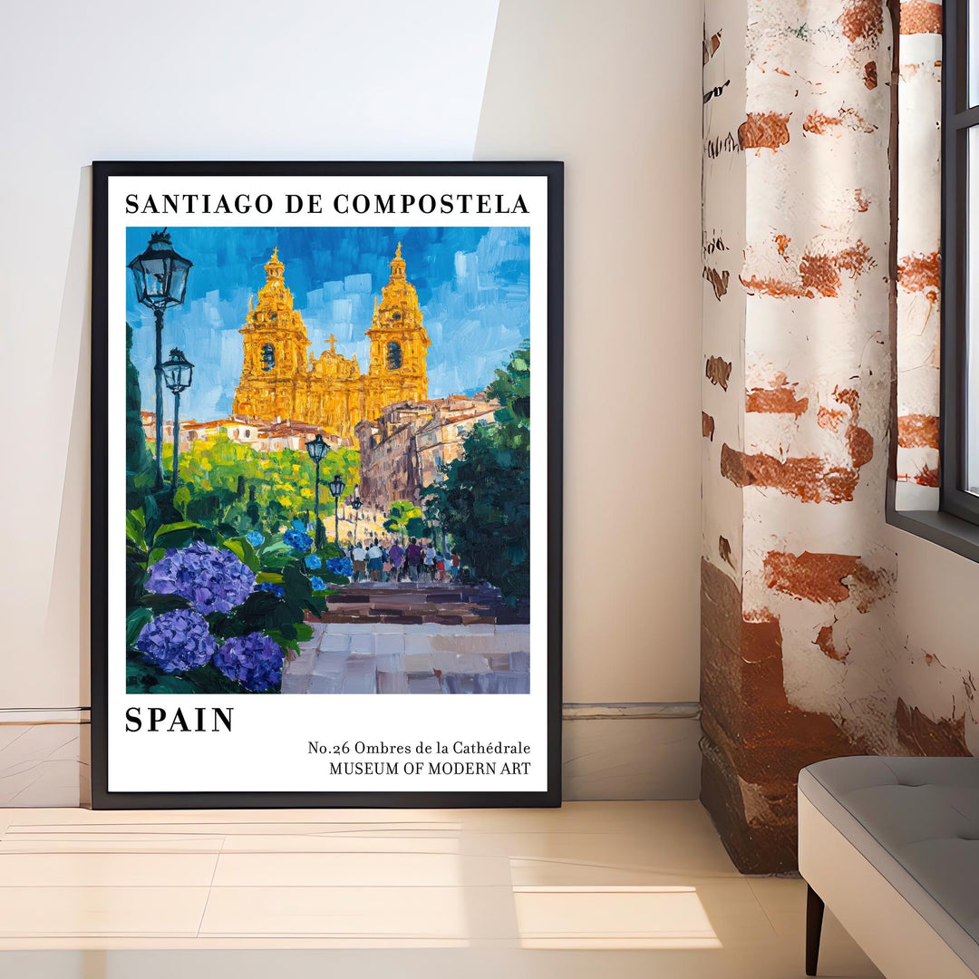 Santiago de Compostela Spain Travel Poster – Historic Cityscape Wall Art, Pilgrimage Route Decor & Travel Lover Gift