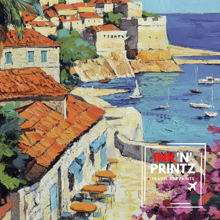 Dubrovnik Croatia Travel Poster Wall Decor Wall Art Dubrovnik Landscape Wall Hanging Home Décor Croatian Coast Gift Art Lovers Scenic Print